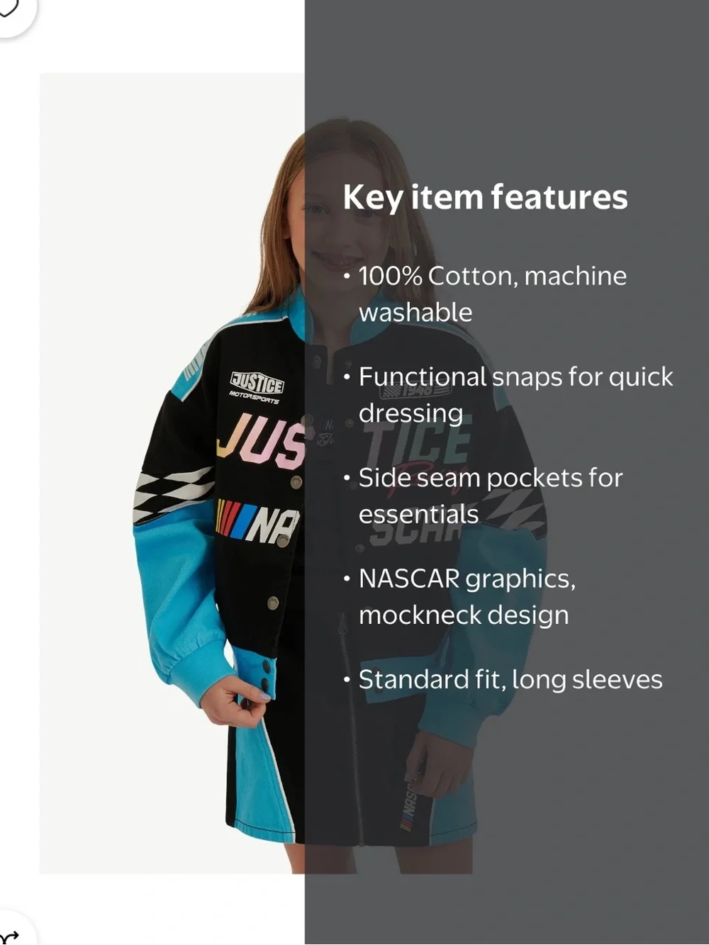 Justice/NASCAR Racing Varsity Jacket and Skirt Set